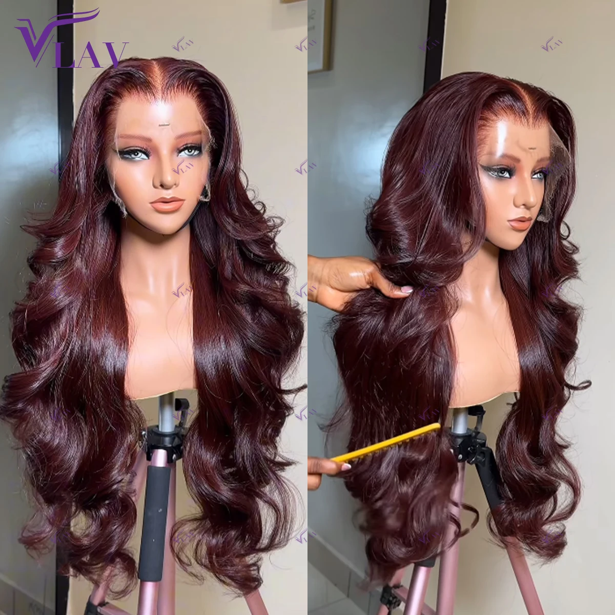 

99J Burgundy 13×6/13×4 HD Transparent Lace Frontal Wig PrePlucked For Women Baby Hair Glueless Wigs Human Hair Colored Body Wave