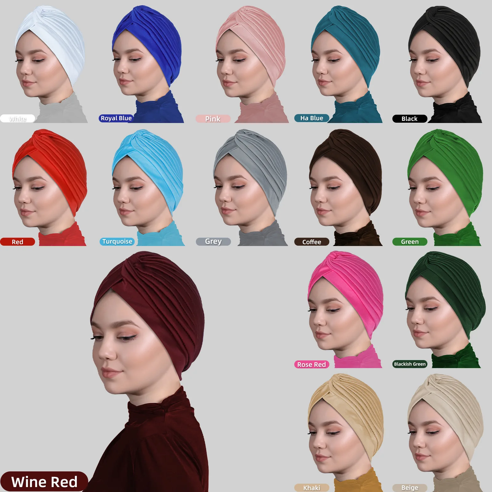 

2025 New Indian Turban Pleated Muslim Inner Hijab Hat Women Chemo Cap Beanie Bonnet Headscarf Hair Loss Head Wrap Turbante Mujer