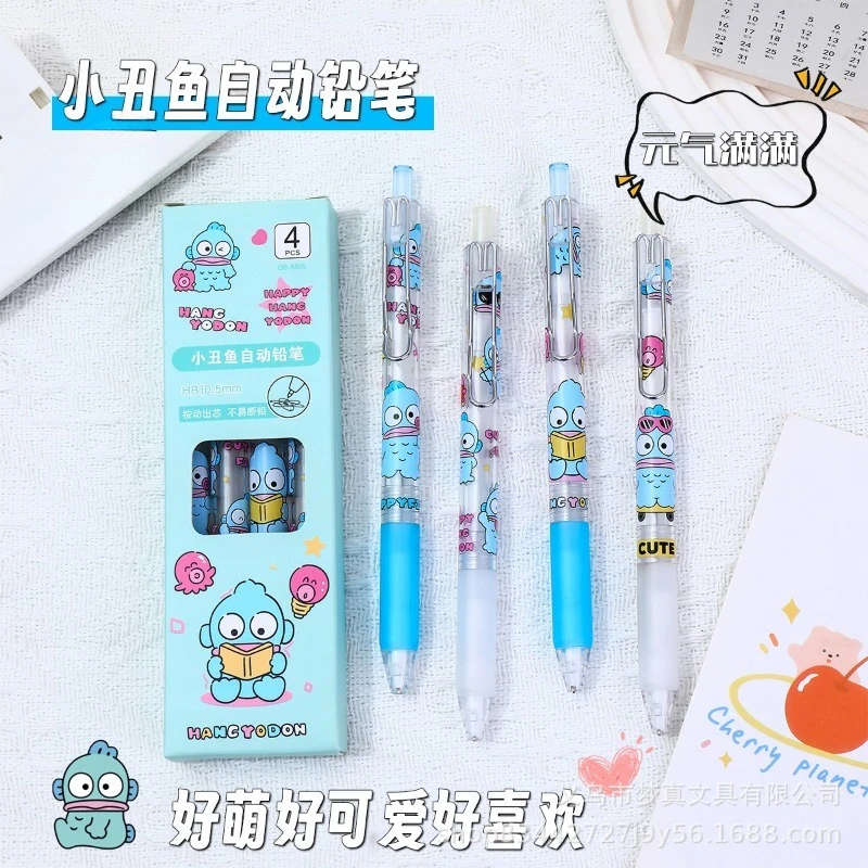 

4pcs Sanrio Mechanical Pencil Kawaii Cartoon Hangyodon Pencil-free Hb Primary School Student Writing Stationery Office Supplies