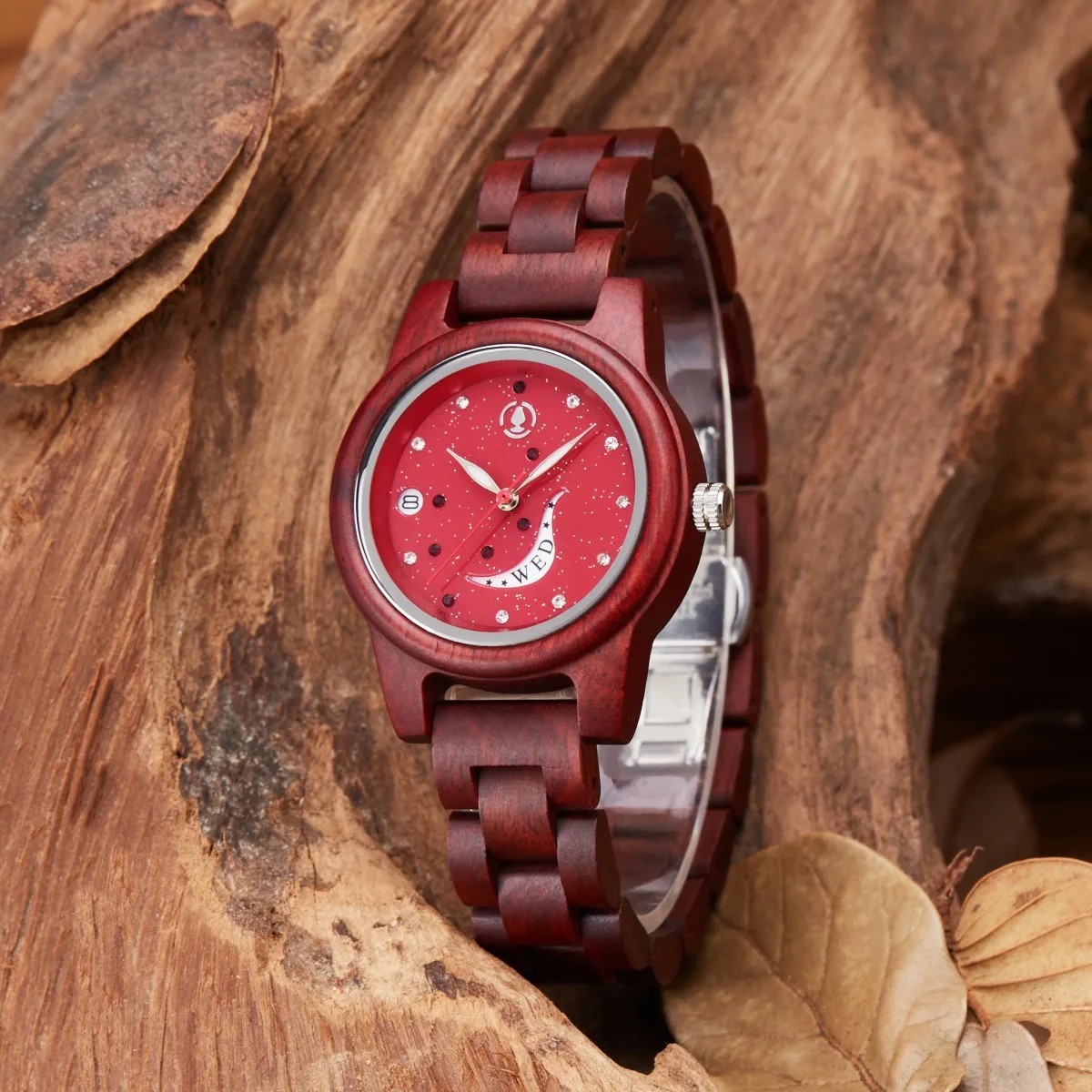 Fashion Women Watches Casual Wooden Pattern Plastic Strap Women's Quartz Watch Reloj Mujer（With Box）