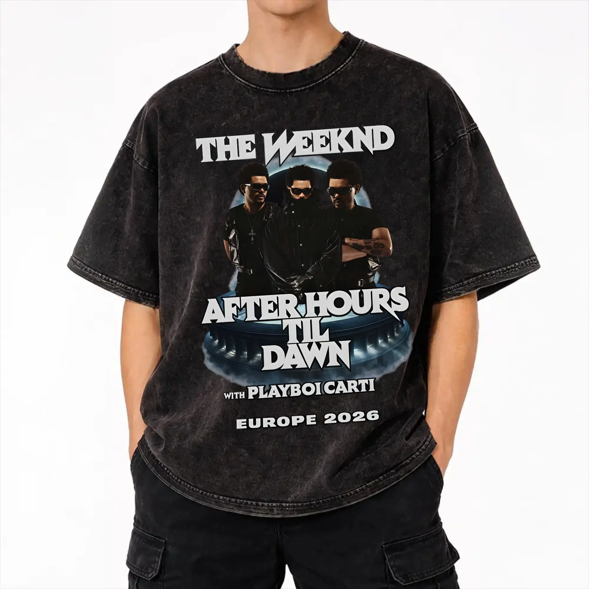 The Weeknds After Hours til Dawn Stadium Tour 2026  Merch Washed T Shirt Men Women Streetwear Hip Hop T-Shirts Tees Tops
