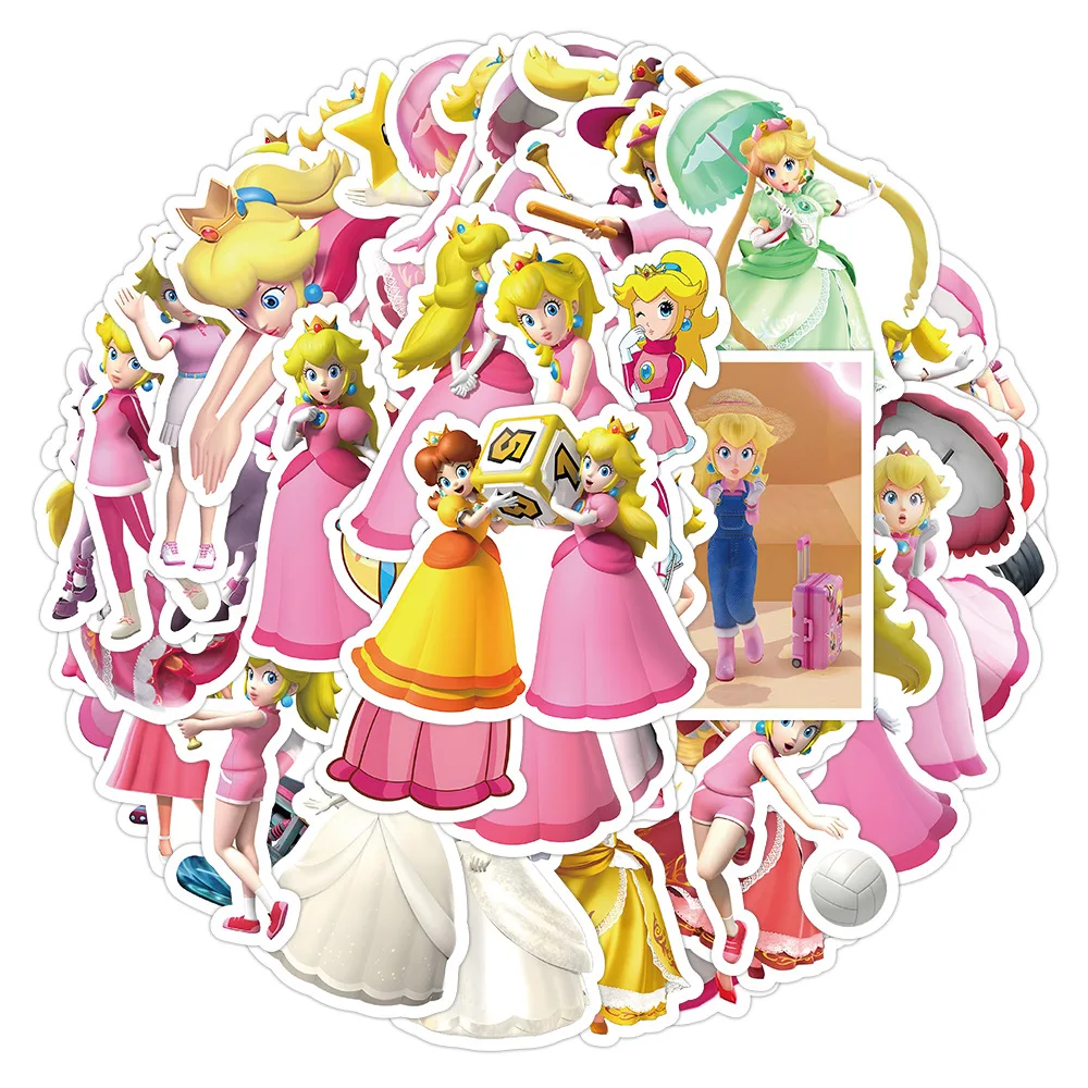 50PCS Game Sticker Mario Princess Peach Cartoon Graffiti Stickers Notebook Storage Boxes Guitar waterproof Stickers Wholesale