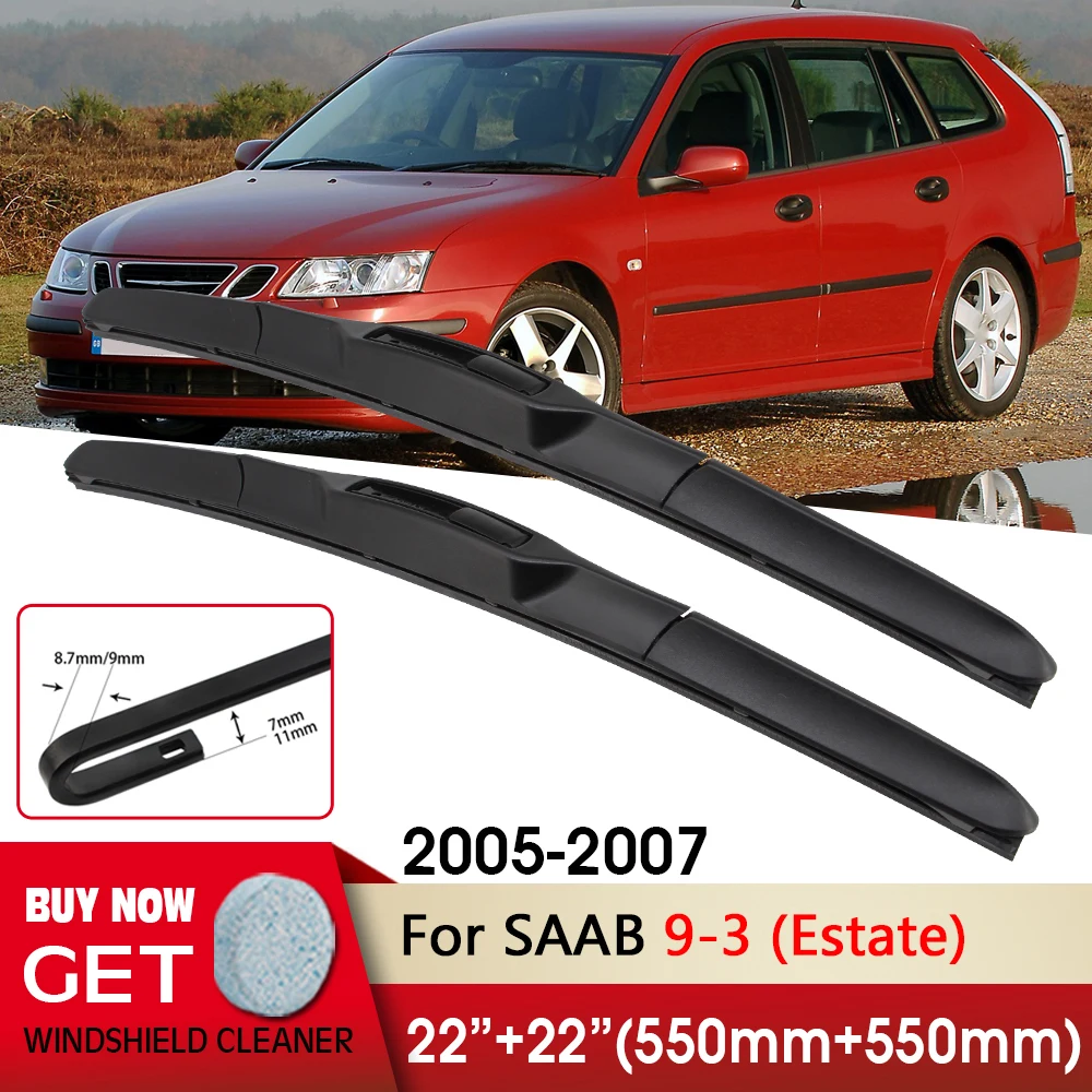 

Car Wiper RHD & LHD Front Wiper Blades 22"+22" For SAAB 9-3 (Estate) 2005-2007 Fit U Hook Arm Windshield Windscreen Front Window