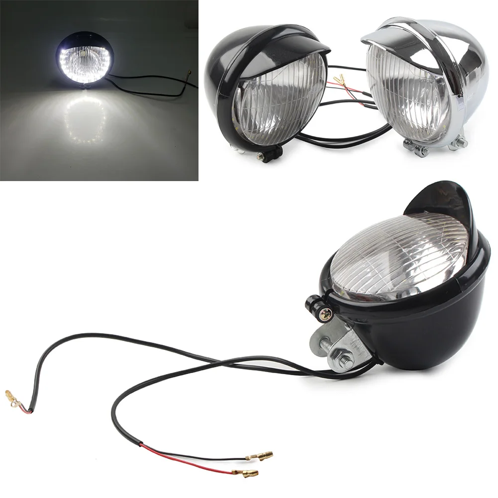 Black/Chrome Motorcycle Headlight Passing Fog Light 12V For Harley Honda Yamaha Kawasaki For Suzuki Bikes Touring Chopper