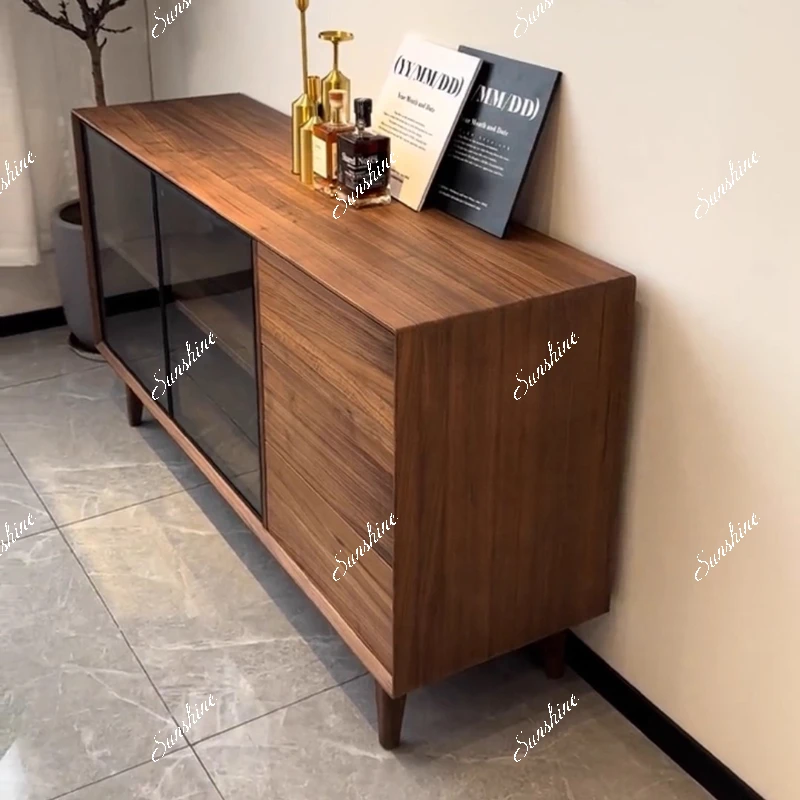 Italian style, solid wood dining side cabinet, modern simple light luxury entrance cabinet, storage cabinet
