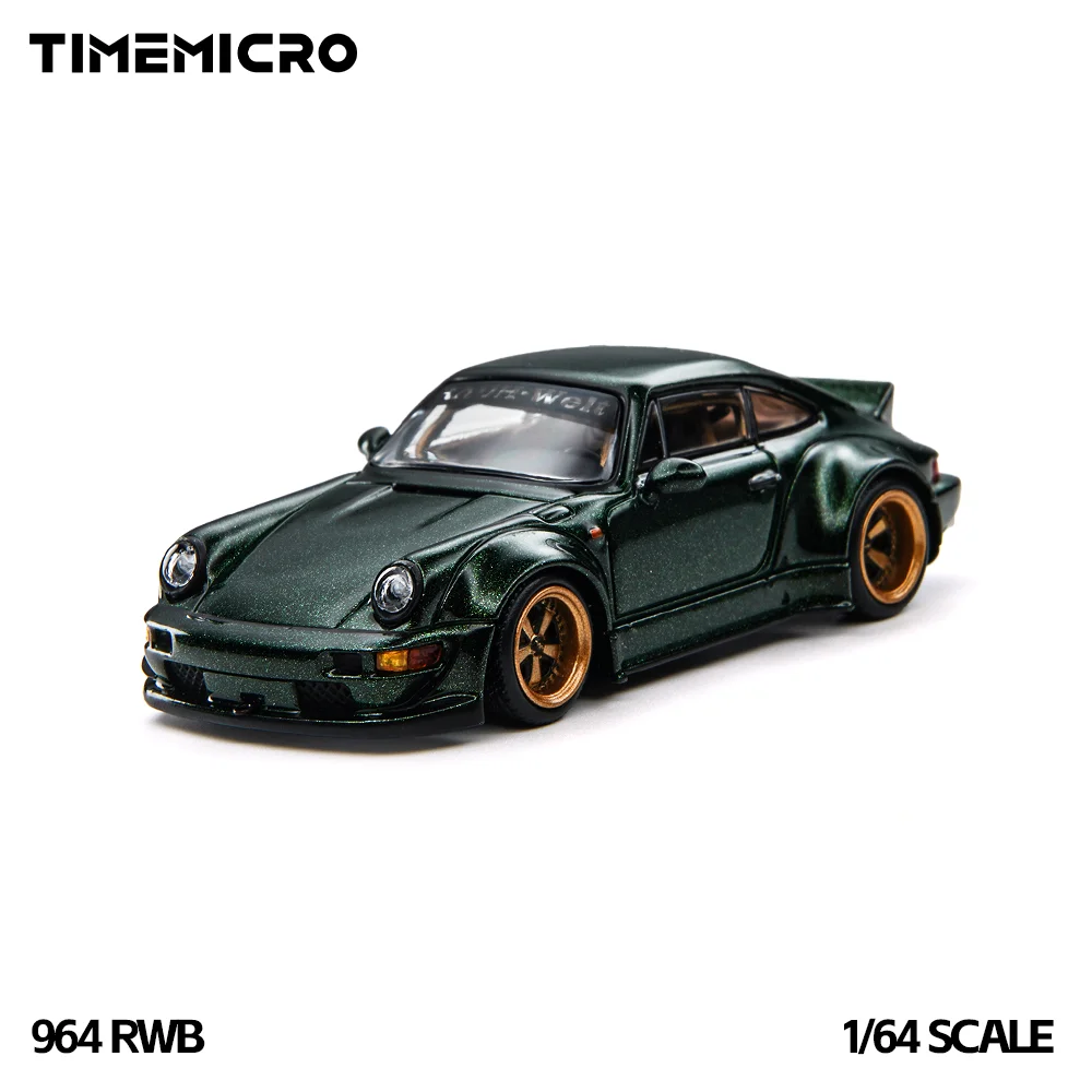 *Pre-order*TimeMicro 1:64 964 RWB Green/Gray Painting Diecast Alloy Car Model Mini Vehicle Hobby Collectible Ornament Gift view 6