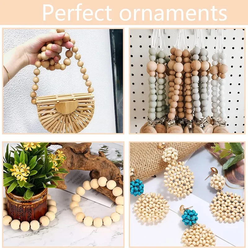 2-300Pcs Natural Wooden Beads with Holes Round Spacer Wood Beads 6//10/12/14/16/18/20/25/30mm DIY Craft Jewelry Make Accessories