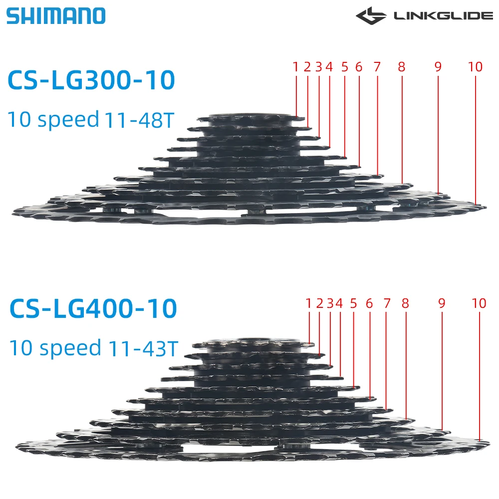 SHIMANO CUES U6000 Series LINKGLIDE Mountain Bike Cassette 10/11 Speed CS-LG300/LG400 43/48/50T 10/11V Black MTB Bike Flywheel