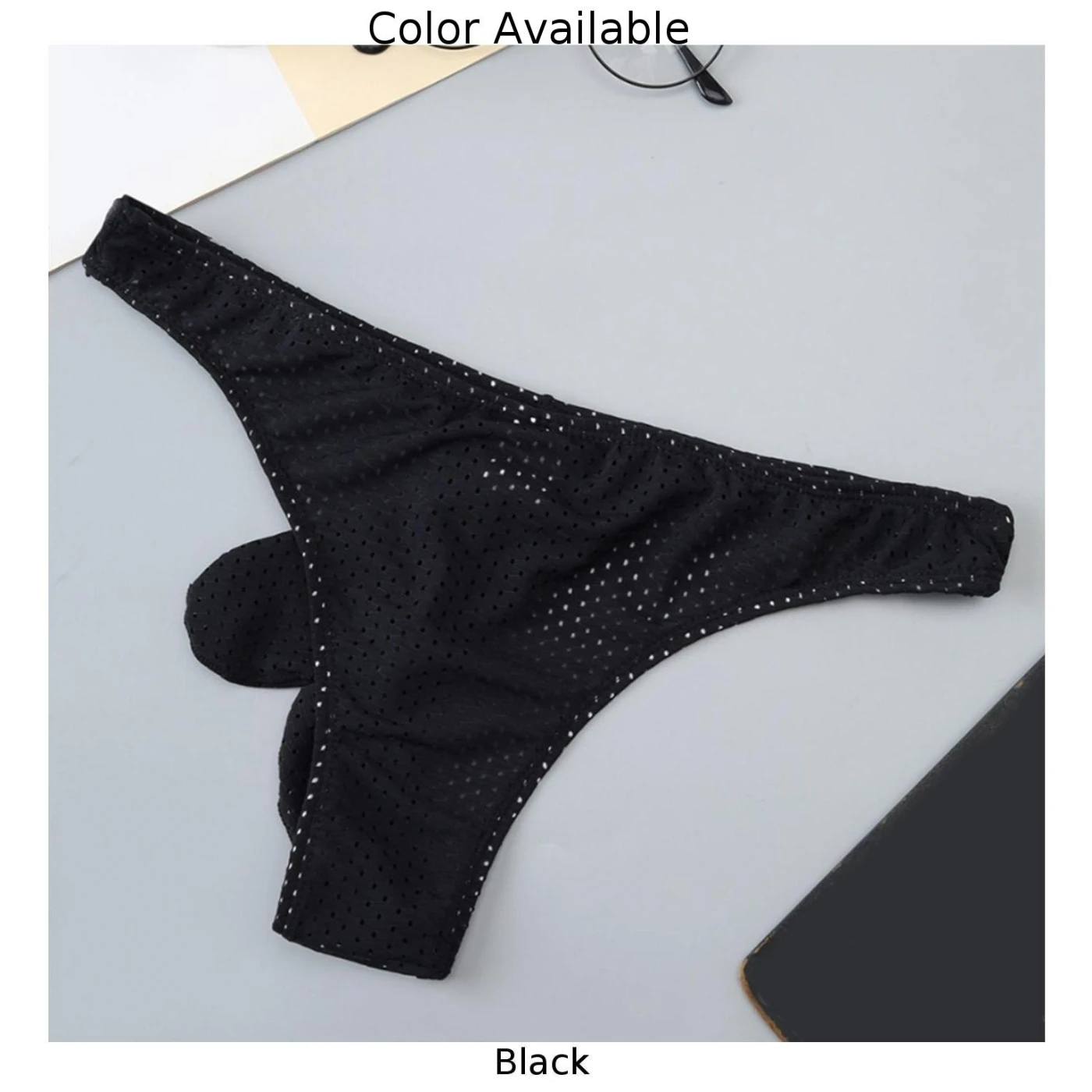 Men Ice Silk Briefs Breathable Mesh  T-Back Thong Sexy Underwear Low Rise Panties Male G-String Underpants