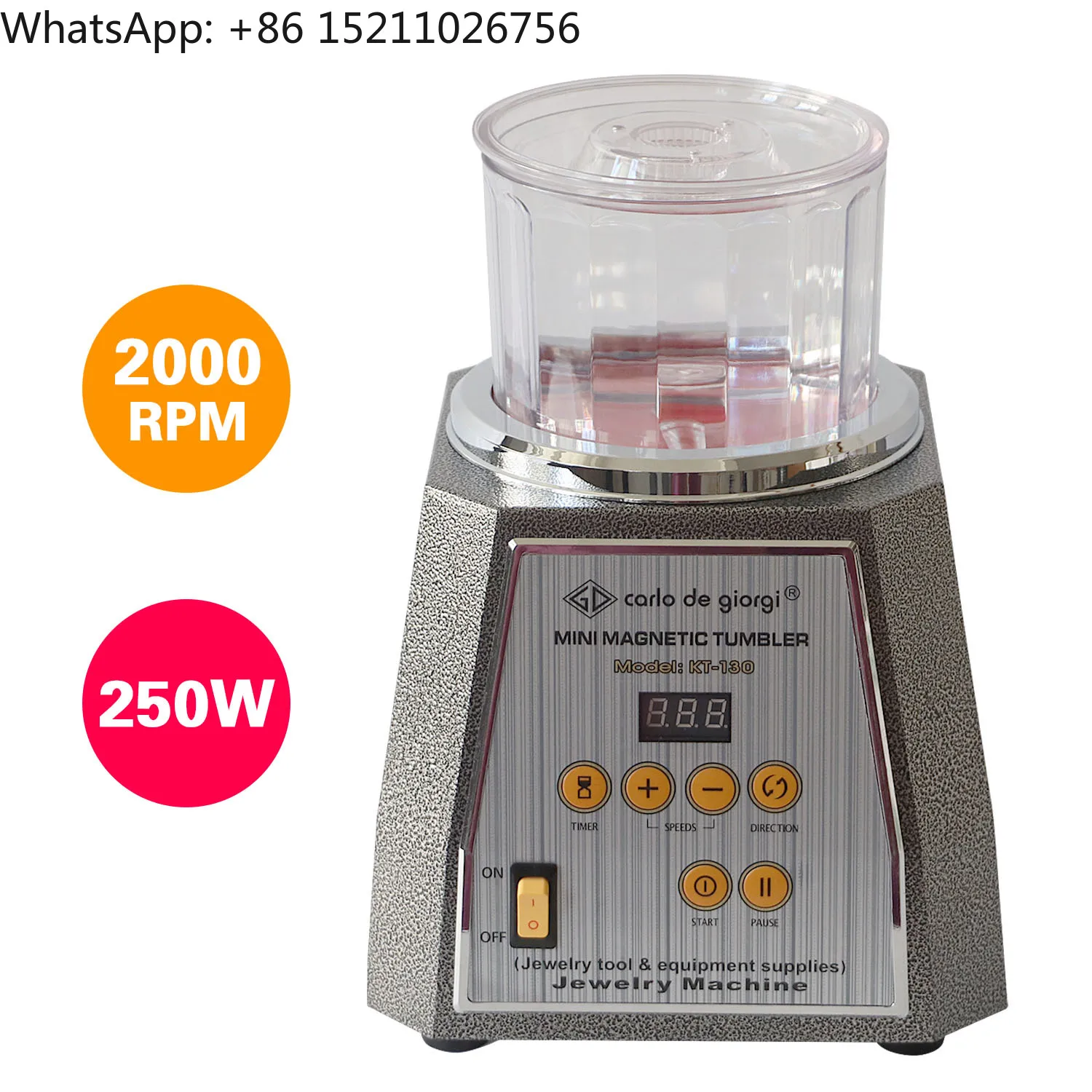 Boasta Factory KT-130 آلة تلميع مغناطيسية 250 واط 2000 دورة في الدقيقة بهلوان 600 جرام أدوات تنظيف المجوهرات إزالة الأزيز التشطيب الملمع #1