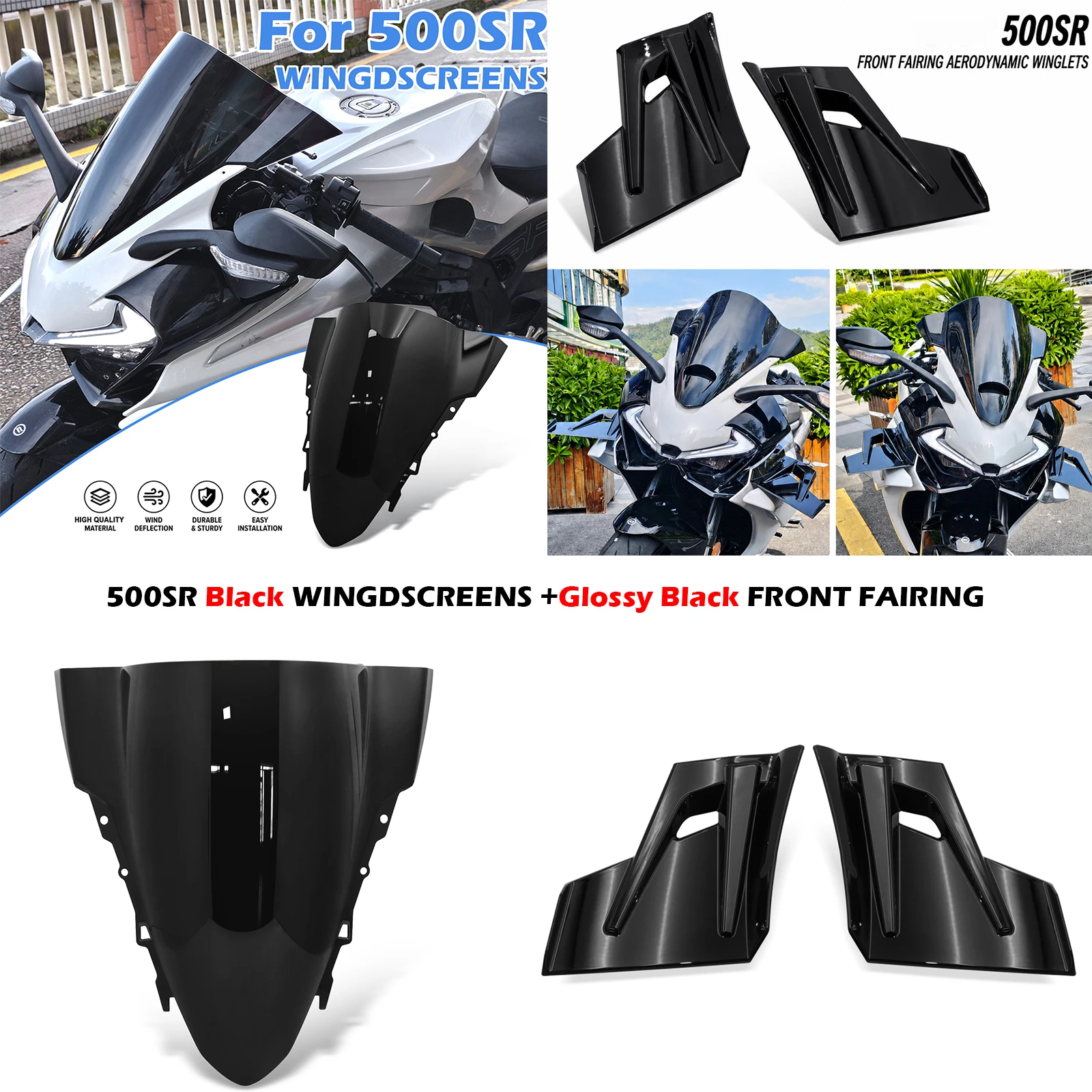 CF 500SR Frontal Spoilers Downforce Winglet Aerodynamic Wing Front Deflector Side Fairing Set For 500 SR 500SR CF500SR