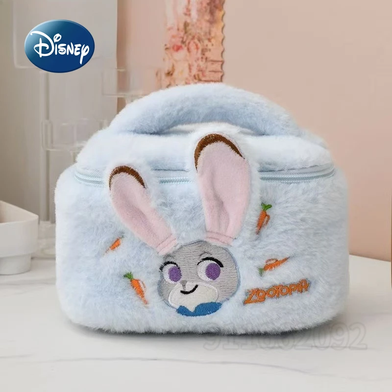 Disney Original New Plush Cosmetic Bag Cartoon Fashion Portable Cosmetic Bag Large Capacity Leisure Travel Storage Toiletry Bag