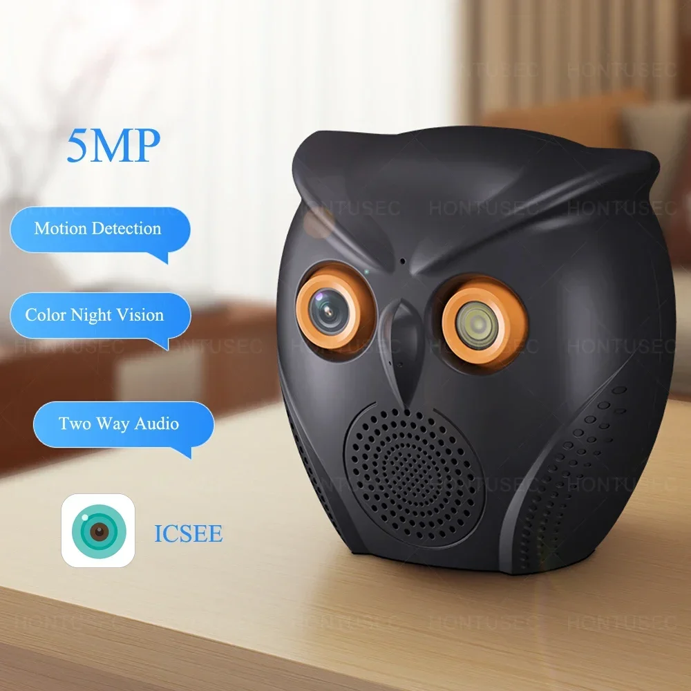 

WiFi Camera Owl Shape 2K 5MP Smart Home Mini Indoor Security Camera Motion Detection Two-Way Audio Surveillance Camera