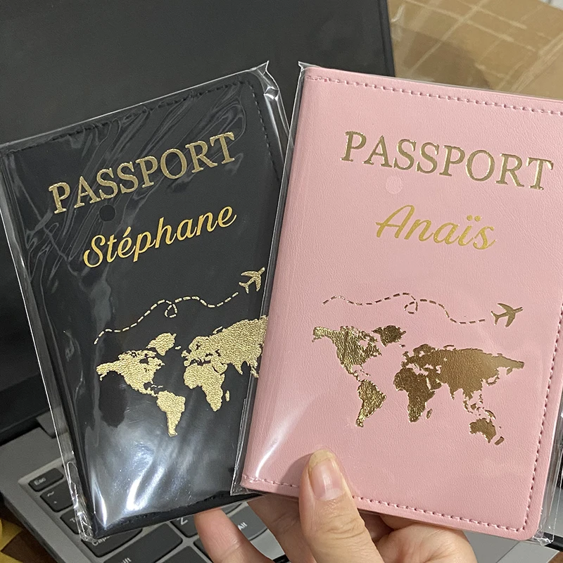 Funda de pasaporte personalizada con nombre de pasaporte, funda de corona King Queen para pasaportes, billetera de viaje de cuero Pu