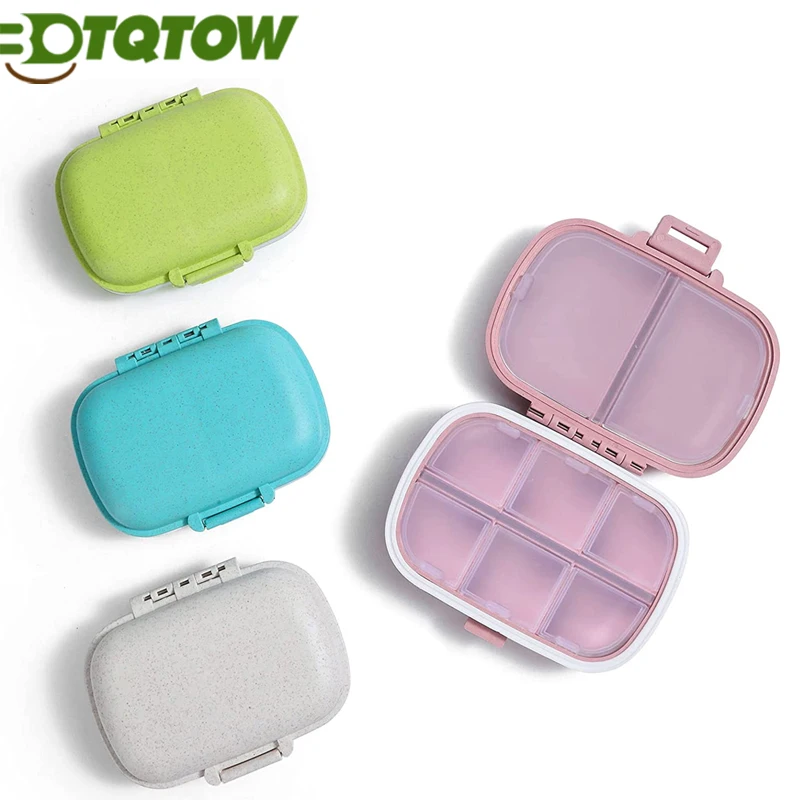 1Pcs Travel Pill Organizer Box,8 Compartments Moisture Proof Pill Case Portable Small Pocket Pill Container Holder for Vitamin