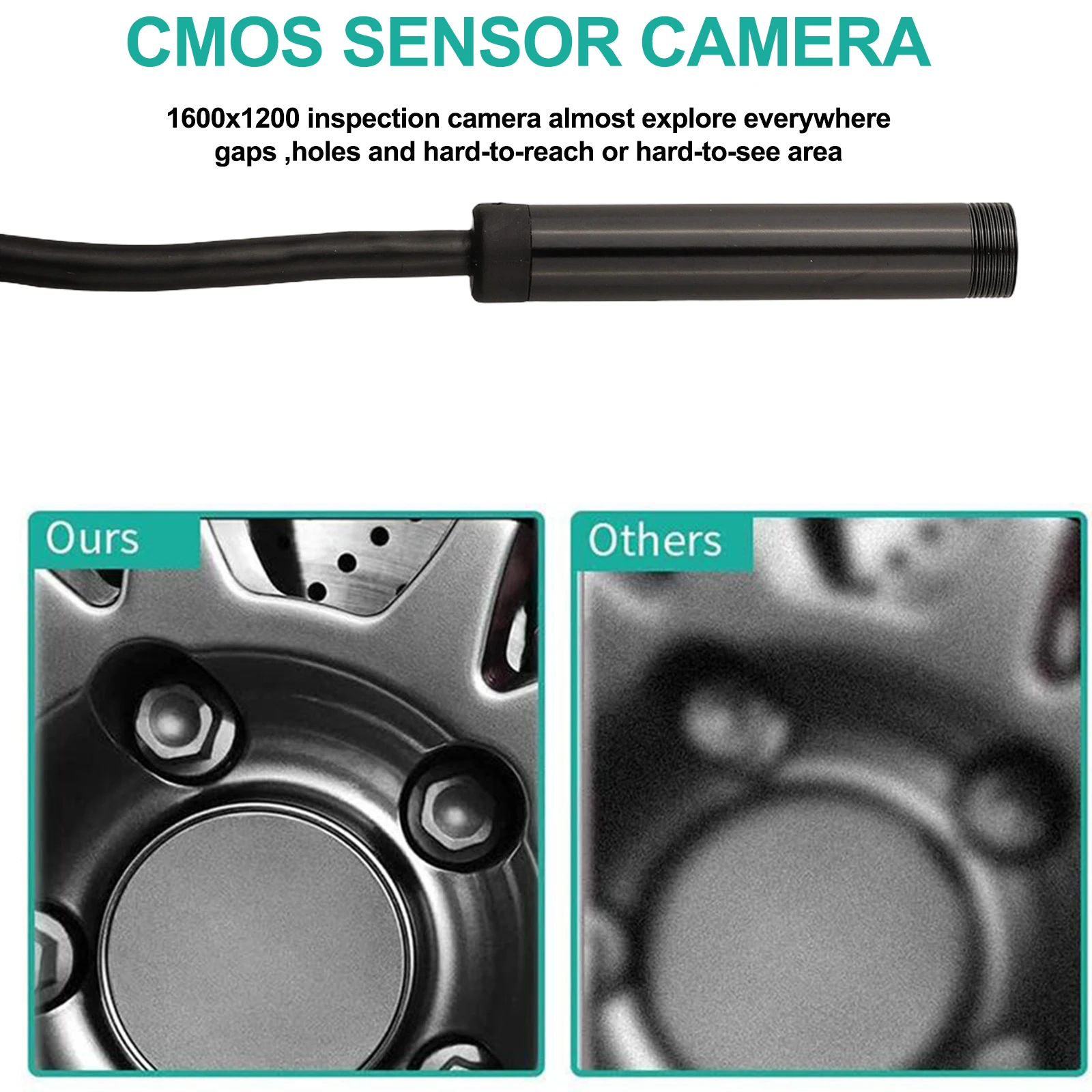 Borescope Inspection Tool Features an IP67 Waterproof Rating an Adjustable LED Light System and a Length of Five Meters HD