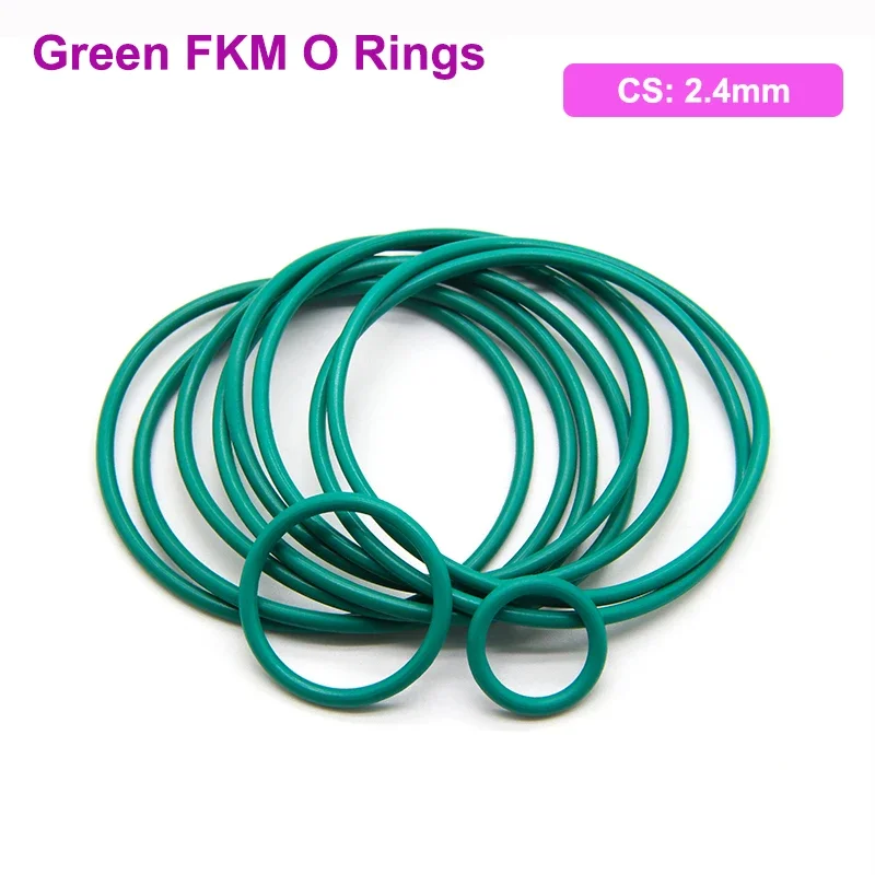 

10/50pcs Green FKM O Ring Sealing Gasket CS 2.4mm OD 8~60mm Oil Resistant High Temperature Resistance Fluorine Rubber Rings