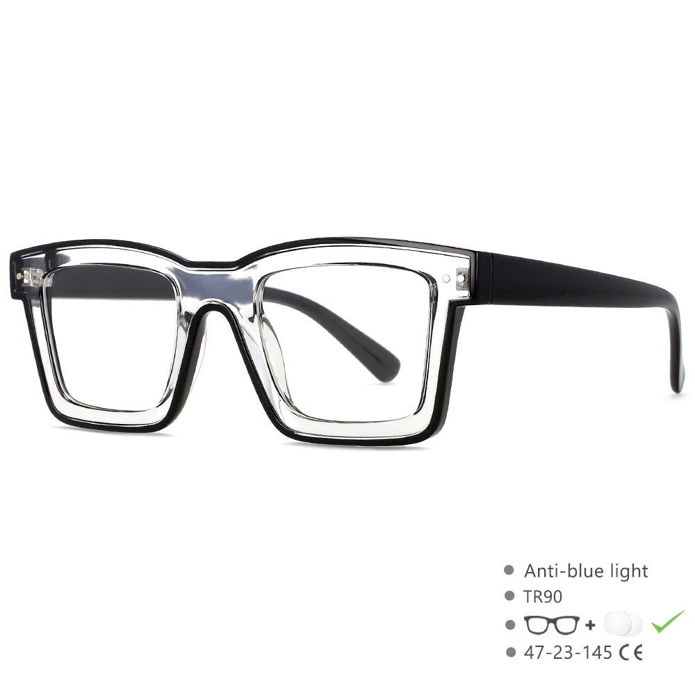M55599 Neue Männer Myopie-1,00-2,00 gläser Marke Designer Damen Anti Blau Platz Punk Rahmen Klare Computer Lila brillen