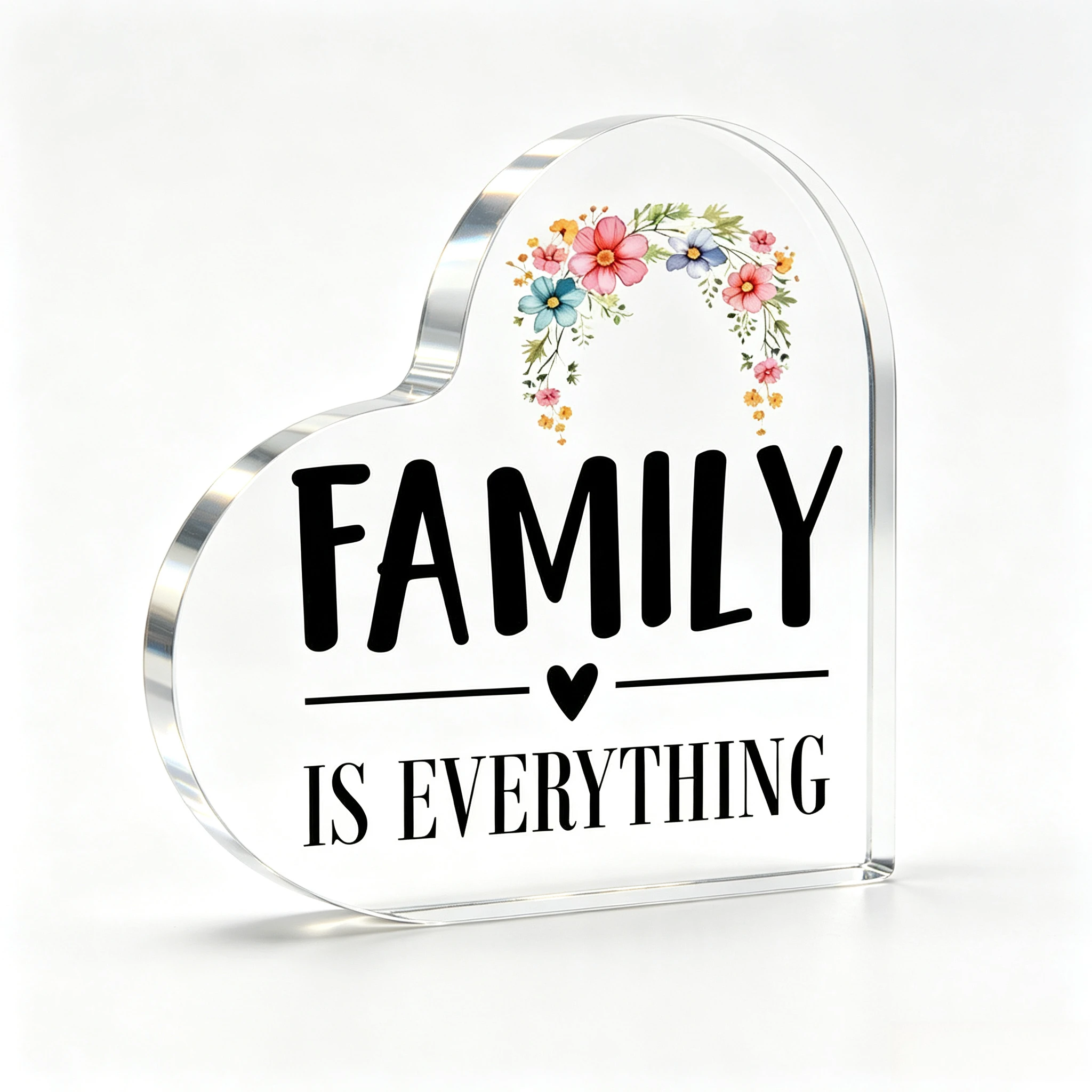 Delicate Watercolor Blossom Arch Heart‑Shaped Acrylic Ornament, Housewarming Holiday Sentimental Gift for Family