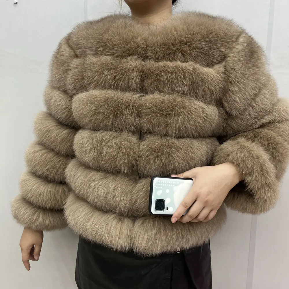 100% Natural Fur Jacket Real Fur Coat Winter Jacket Women Natural Fox Fur Luxury Fashion 50cm Short Jacket Wholesale Hot 2022