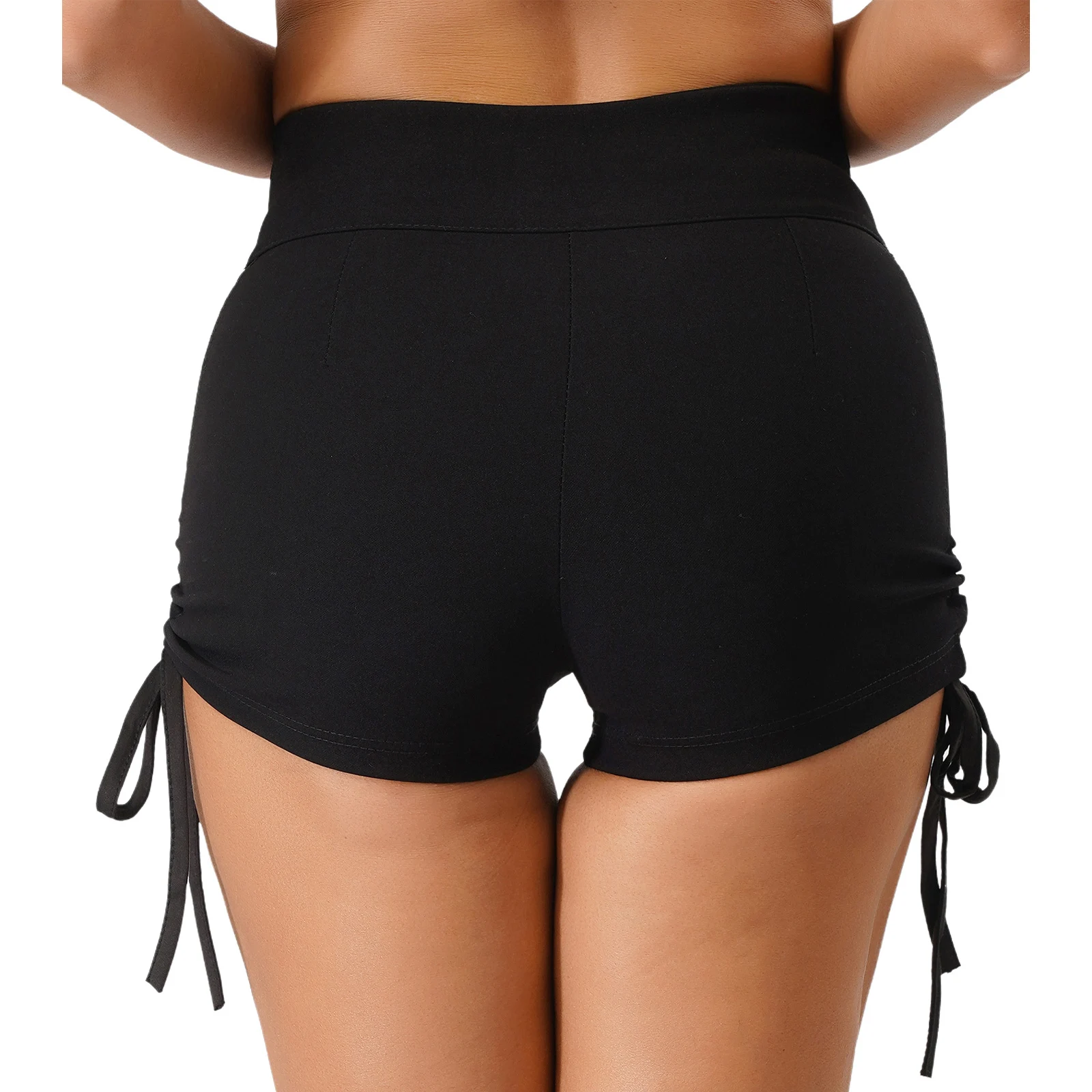 レディース Y2K ハイウエスト ホットパンツ 無地 ワイドウエストバンド フロントジッパー スリムフィット ブーツィーショーツ カジュアル ショートパンツ ストリートルック