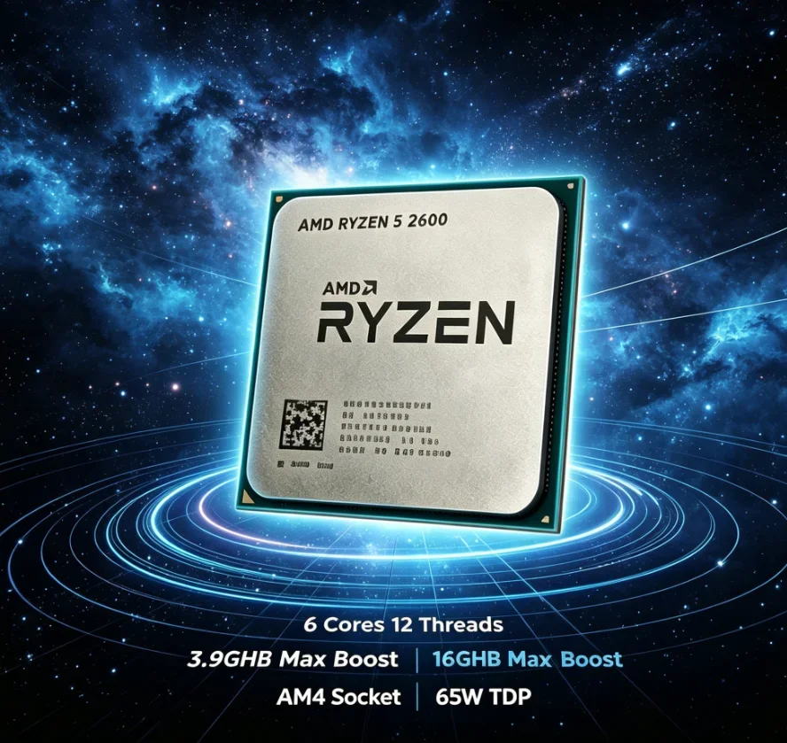 Value Mid-tier Daily Gaming AMD Ryzen 5 2600 12nm AM4 Processor 6 Core 12 Thread 12MB L3 Cache Multi-media Desktop CPU