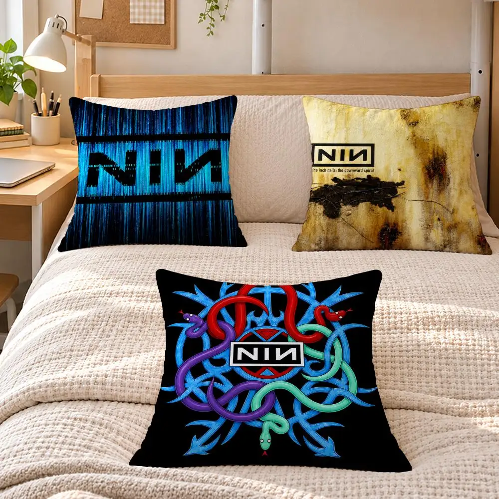 Music Rock N-Nine Inch Nails Cushion Cover Soft Short Plush Sofa Bedroom Den Car Dorm Decor Gifts