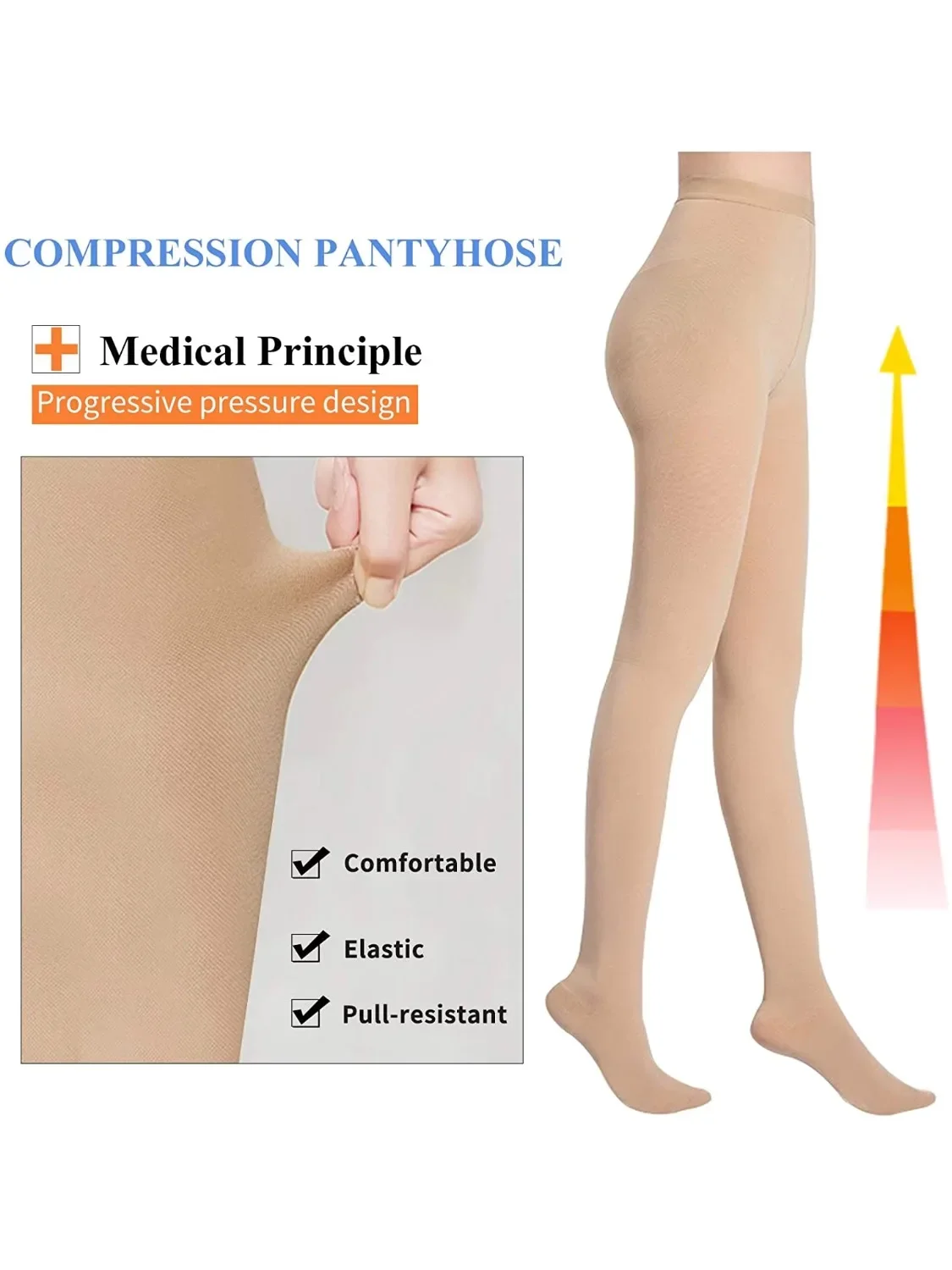 20-30mmHg Compression Pantyhose Opaque Support Pantyhose Closed Toe for Women Men Help Relieve Swelling Varicose Veins Edema