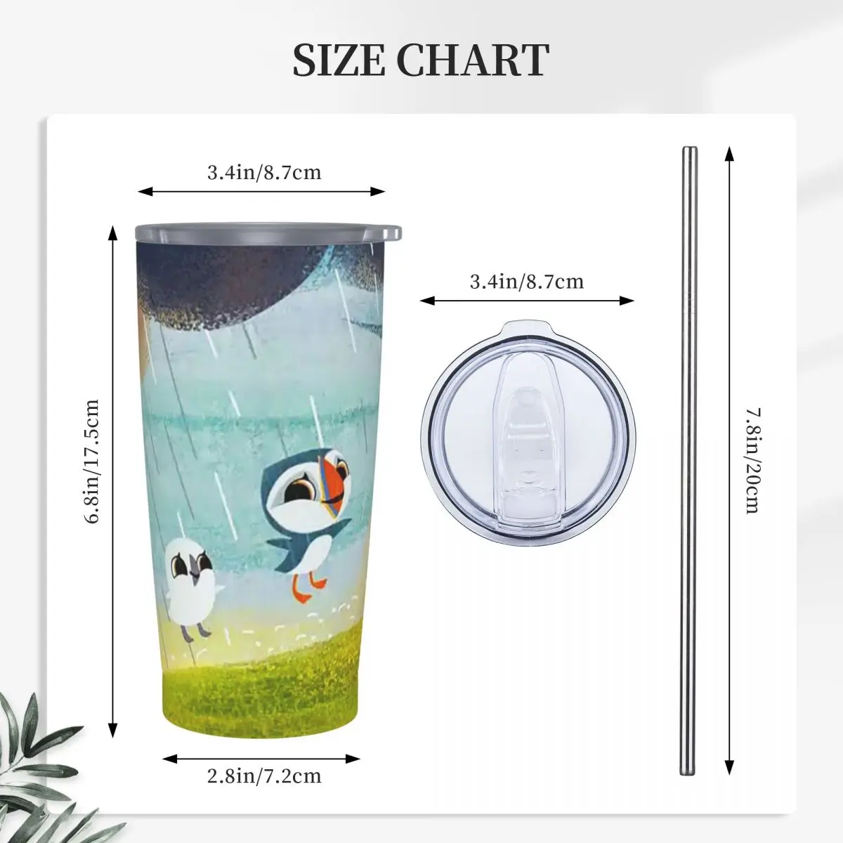 Puffin Rock And New Friends Cartoon Animation Stainless Steel Tumbler Vacuum Insulated Mugs Thermal Cold Bottle Straw With Lid