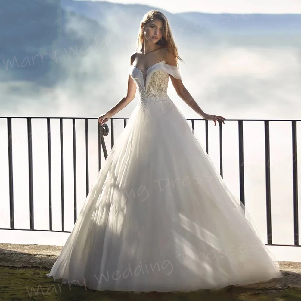 Hermosos Vestidos De Novia De una línea para mujer, Vestidos De Novia De encaje con apliques encantadores, Vestidos De Novia modernos sin hombros, Vestidos De Novia sin espalda