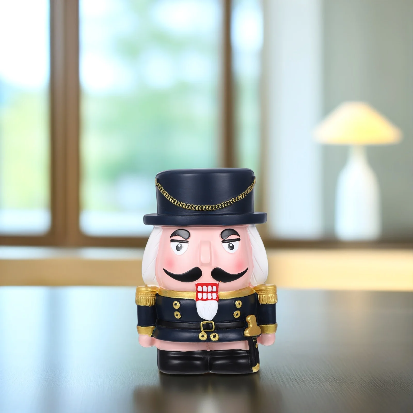 Cute Nutcracker Money Bank Resin Made Compact Coin Holder for Children Back Loading Slot Bottom Opening Saving Box for Girls