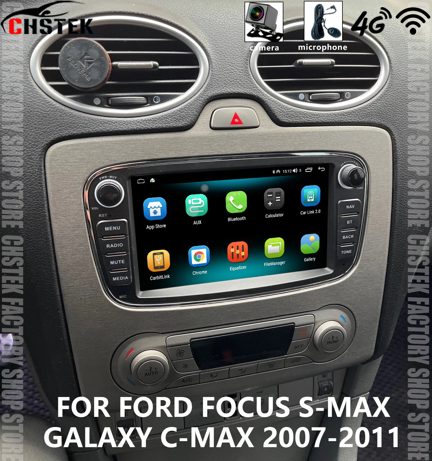Car Radio Carplay For Ford Focus S-Max Mondeo C-Max Galaxy Convers+ 2007-2011 Navigation Bluetooth Android Auto Media Stereo 4G