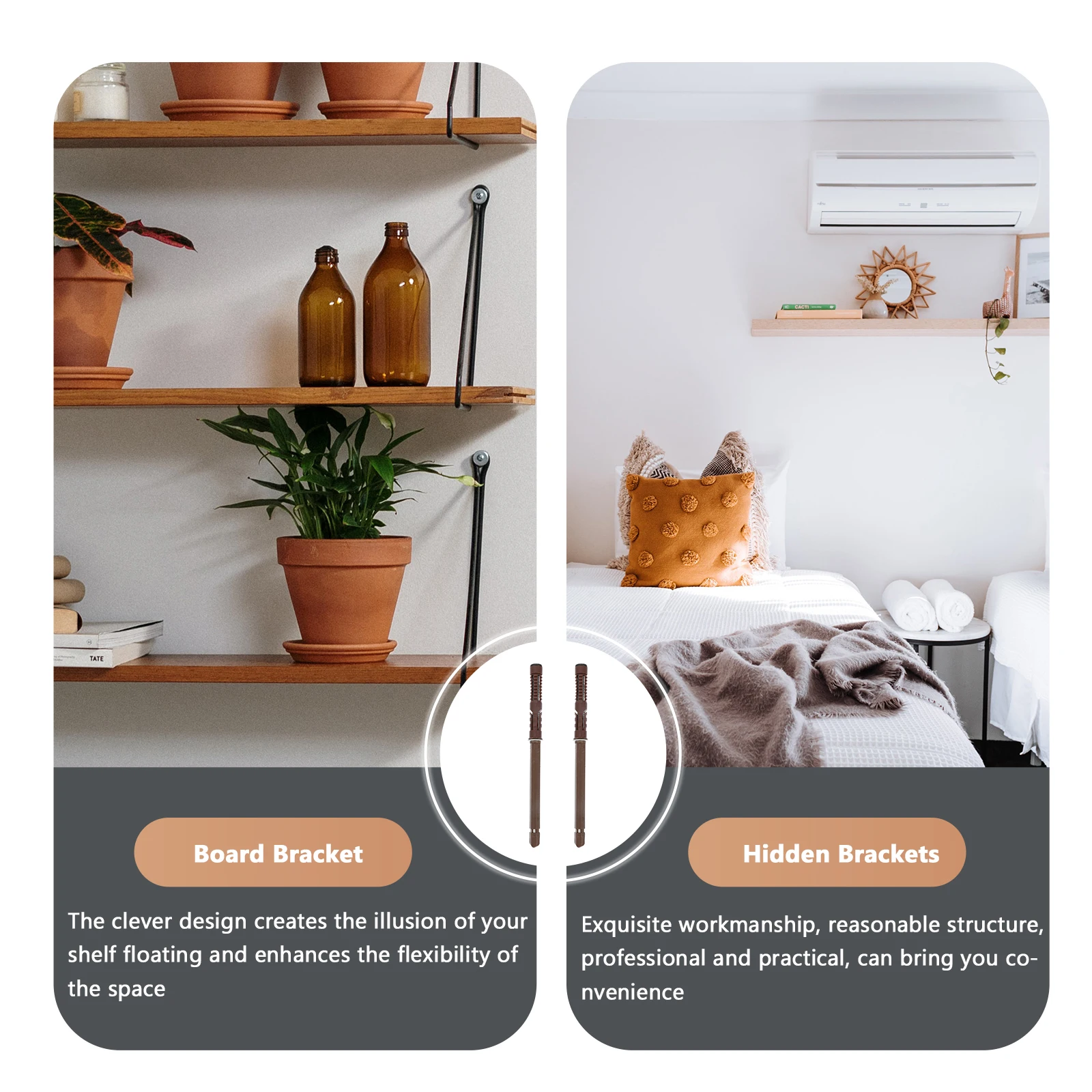 

5Pcs Invisible Shelf Brackets Heavy Duty Floating Wall Mount Supports for Board Rack Storage Strong Load-Bearing Anti-Rust Iron