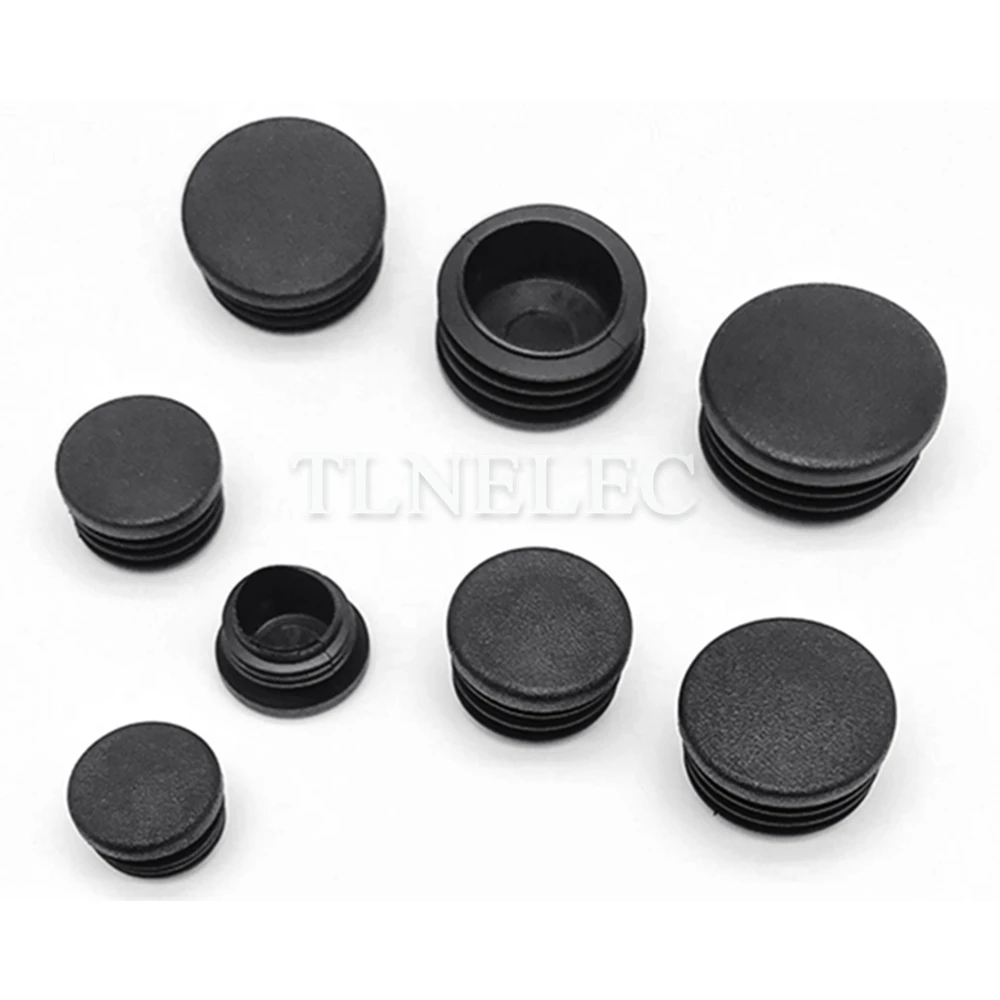 10 stücke Schwarz Runde Rohr Rohr Möbel Bein Weiche Gummi Umweltschutz Entflammt Stecker Stanzen End Kappe Bung