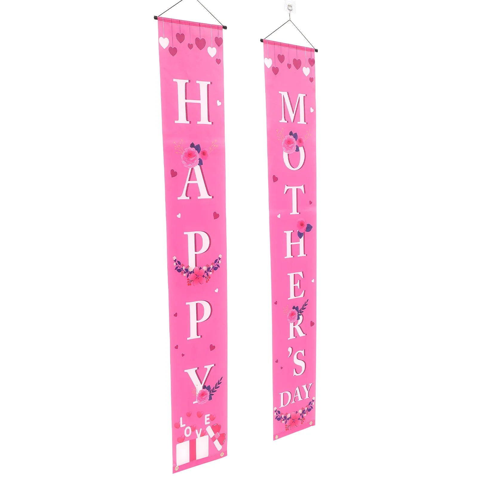 1Pair Festival Door Curtain Premium Mother's Day Door Hanging Pendant Pink Party Banner Photo Props Decorations Party Supplies