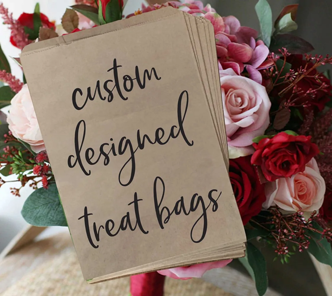 

50 Custom Rustic Wedding Treat Bags, Personalized treat and favor bags, special event bags, weddings, birthdays, graduation bags