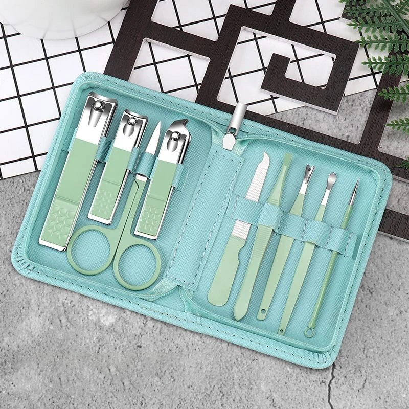 

9 шт./компл. маникюрные кусачки, набор кусачек для ногтей, бытовые кусачки для ногтей, ножницы для педикюра, инструменты с тканевой сумкой на молнии