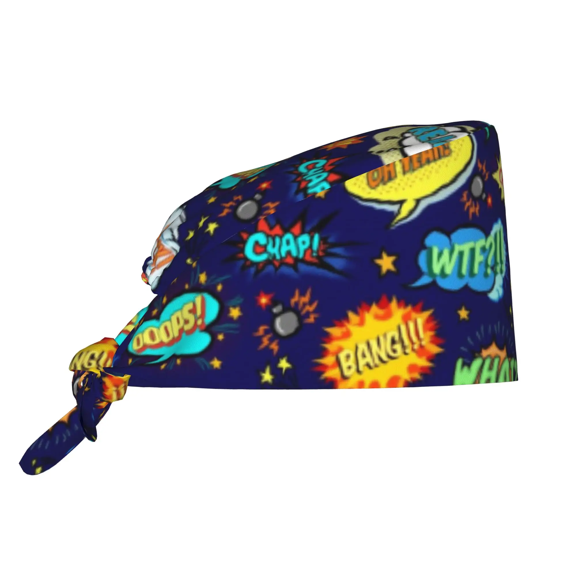 Custom Vintage Comic Book Medical Staff Scrubs Hat Women Men  Doctor Nursing Surgical Cap Scrub Caps