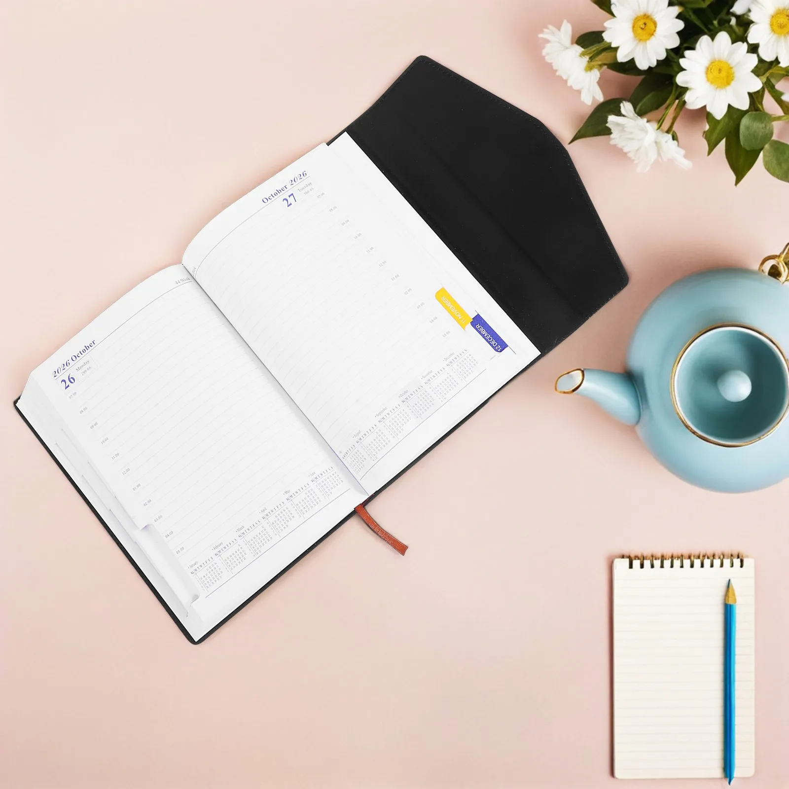 

Daily Planner 365 Pages Thick Paper to Prevent Ink Bleed Modern Style Schedule Book for Office Home Portable Organizer Date