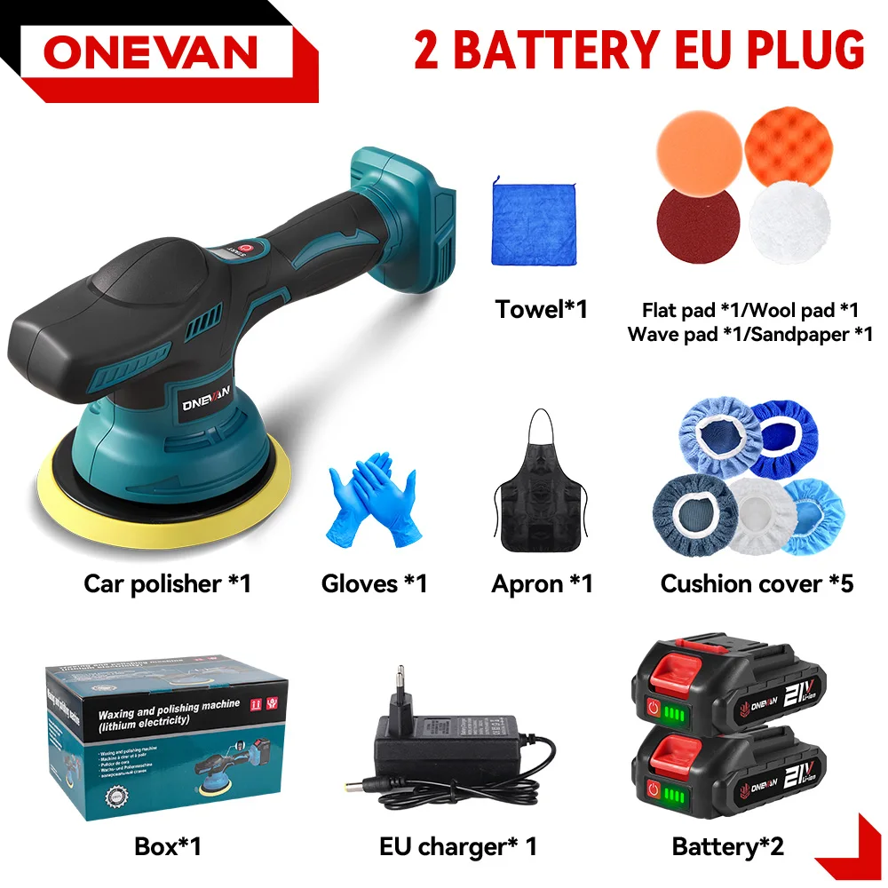ONEVAN Elektroauto-Polierer, 6 Gänge, 7000 U/min, kabelloses Auto-Polieren, Wachsen, rotierendes Elektrowerkzeug für Makita 18 V-Batterie-Stift