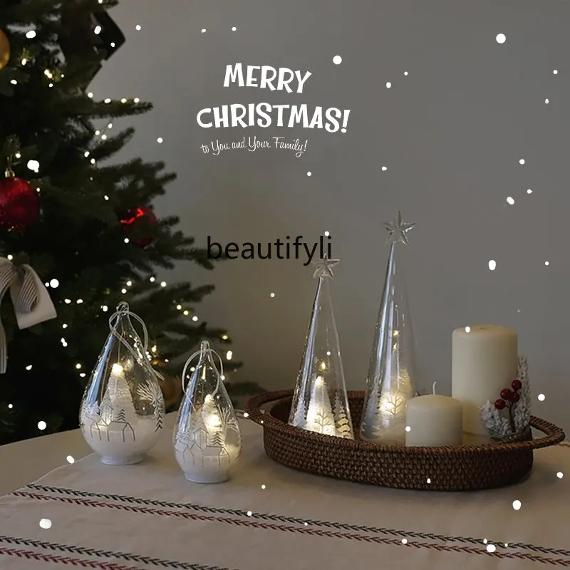 

yj Christmas Decorations Scene Setting Props Transparent Glass Christmas Tree Small Ornaments