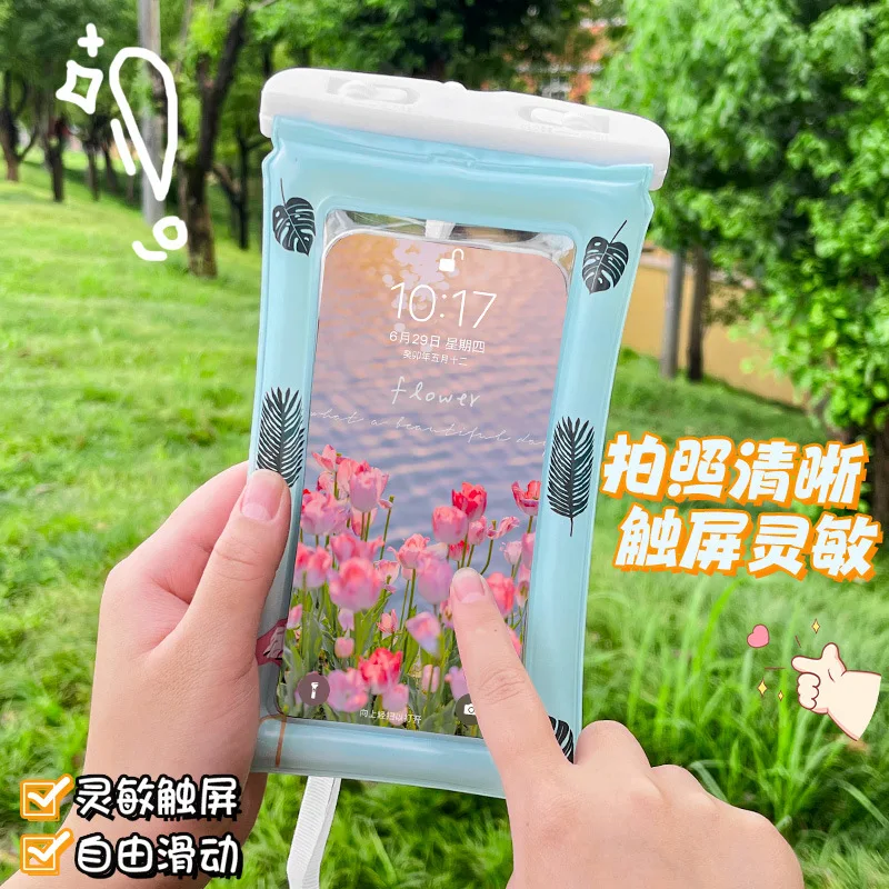 Waterproof Bag for Mobile Phone Sealed Floating Inflatable Airbag Touch Screen Swimming Bag for Outdoor Diving Surfing Beach Use