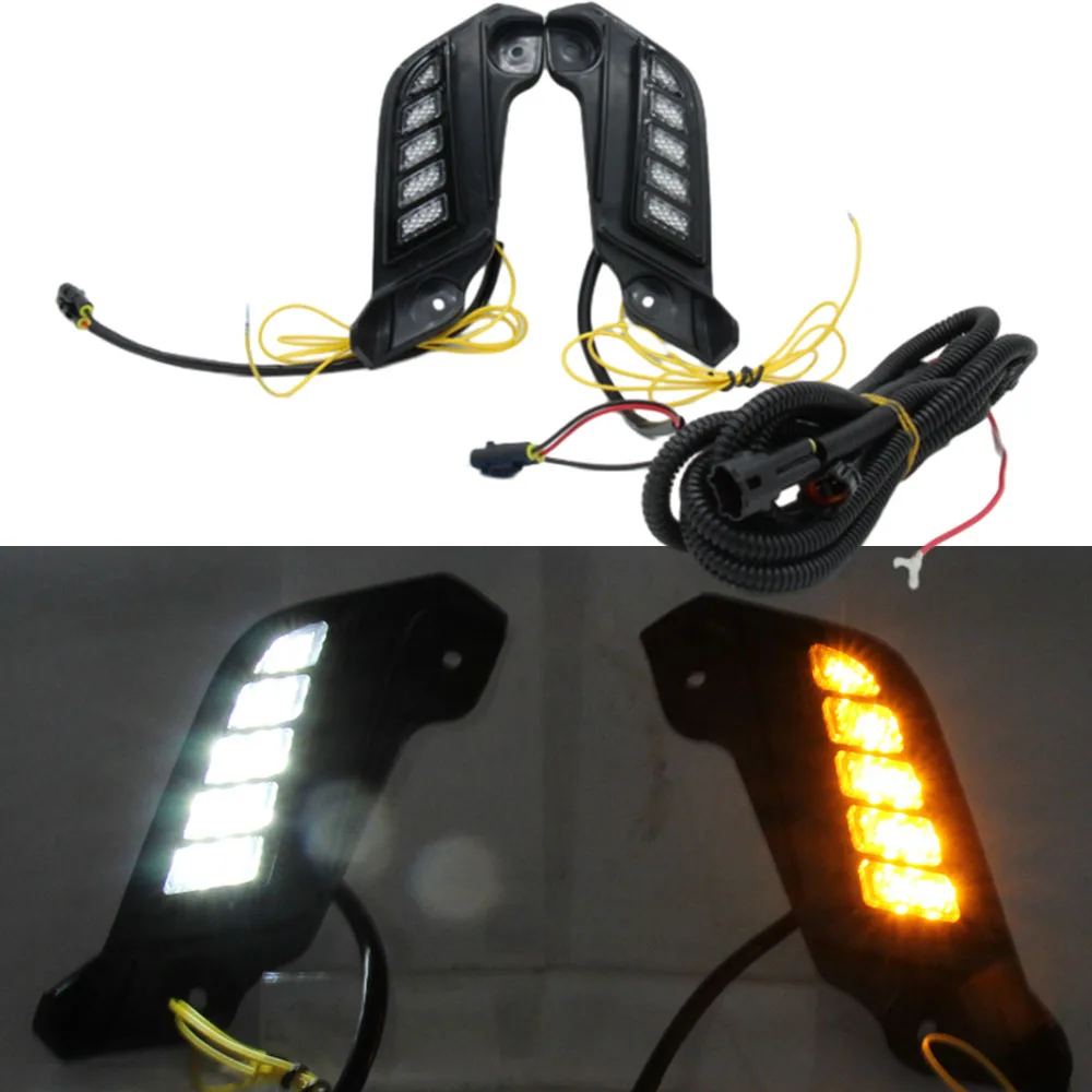 

1 комплект для Toyota Tacoma 2012 2013 2014 2015 светодиодные DRL дневные ходовые огни белые дневные фары желтый указатель поворота 12 В