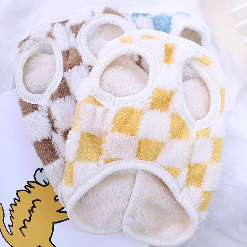 Winter Warm Pet Dog Coat Plaid Dog Clothes with D-ring Plush Pet Jacket for Small Medium Dogs Chihuahua Yorkie Costume image 4