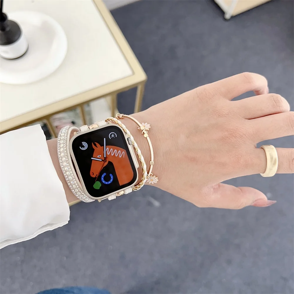 المعادن الصلب سوار الحلي الماس حزام ل Iwatch سلسلة 7 6 se 5 4 3 38 مللي متر 40 مللي متر 42 مللي متر 44 مللي متر ل سوار ساعة أبل سلسلة امرأة