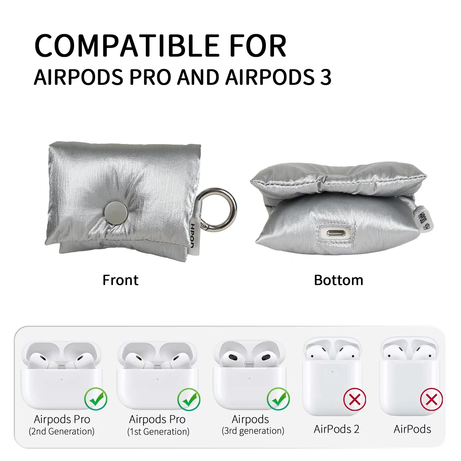 Compatibile con la custodia AirPods 4th/Pro, borsa per cuffie trapuntata imbottita in cotone alla moda e alla moda con corda portatile