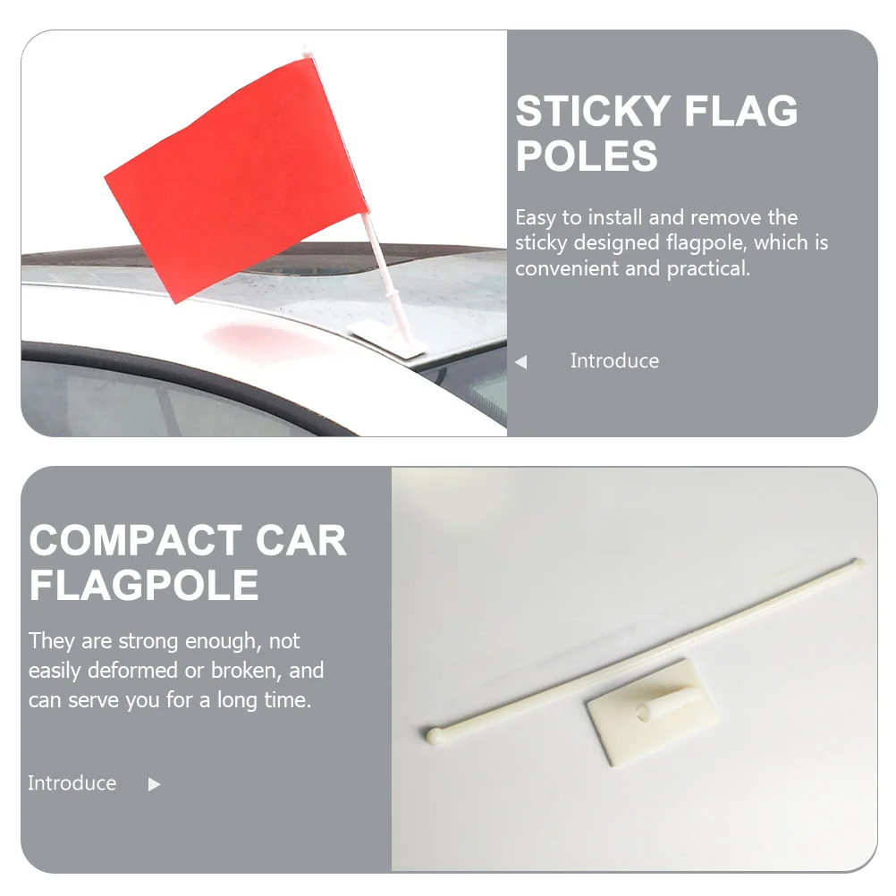

10pcs Car Window Flagpoles Sturdy Adjustable Sticky Flag Rod For Vehicle Truck Outdoor Travel Use Plastic Car Accessories