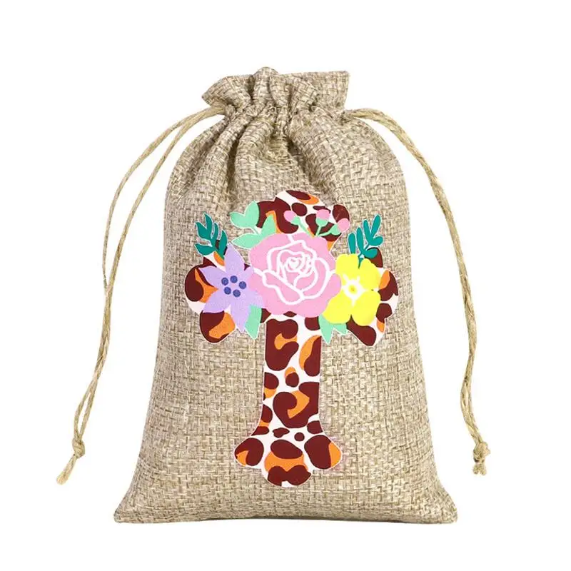 Bolsas de arpillera de Pascua con cordón, bolsa de goody de conejito, 12 piezas, bolsa de arpillera con cordón, bolsa de dulces de huevo de lino para parte