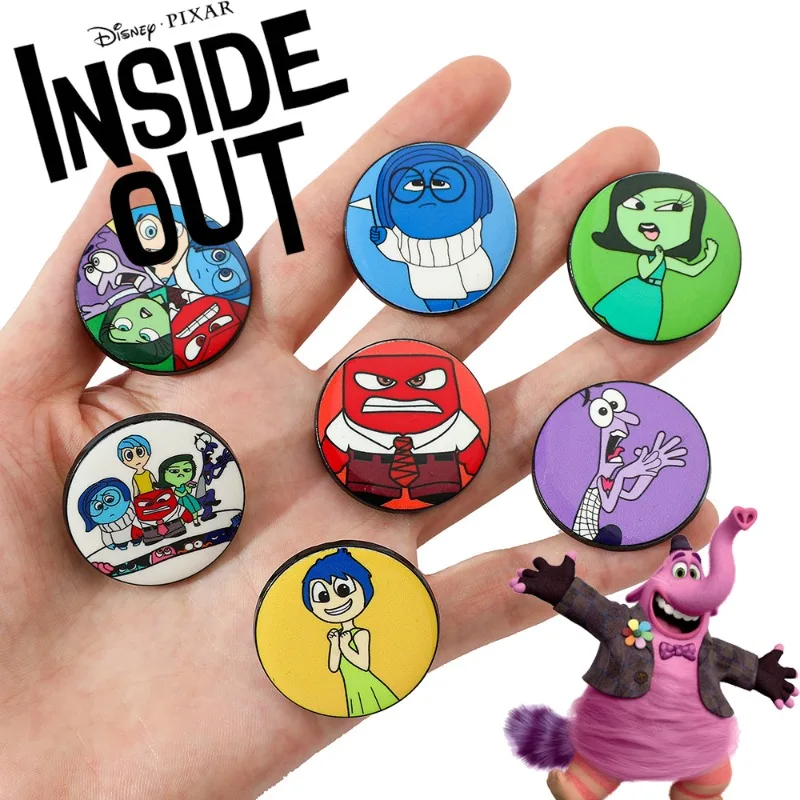 

Disney Inside Out Cartoon Anime Cute Metal Brooch Decorated with Joy Anger Disgust Sadness Dripping Oil Alloy Pin Accessory Gift