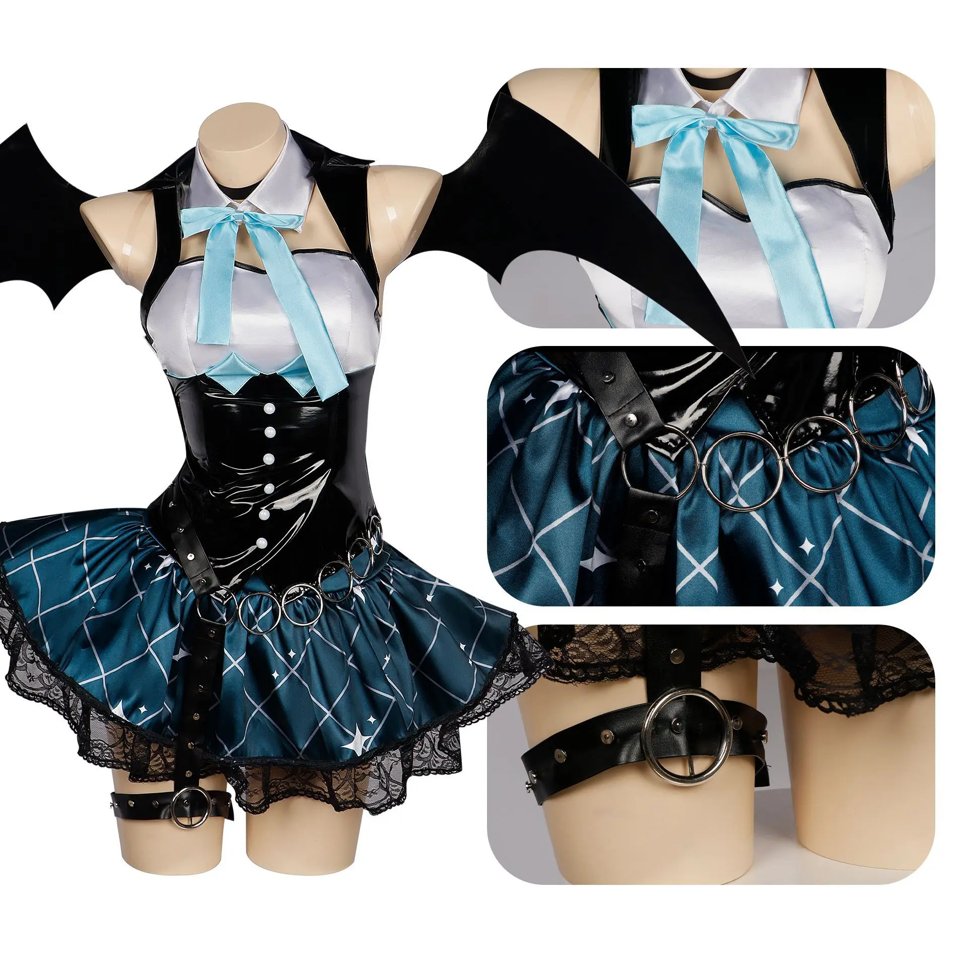 Anime Demon Miku Cosplay Costumes Women Sexy Dress Wings Suit Miku Cute Devil Uniform With Tail Halloween Carnival Party Clothes
